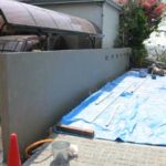 施工中（9） 既存ブロックの化粧塗り