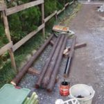 施工中（2） 防腐材塗布