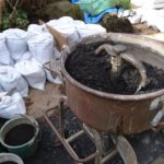 施工中(10)版築突き込み