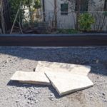 施工中(15)テラス、石・レンガ貼り