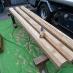 施工前（4）栗丸太の釿（ちょうな）鉋がけ