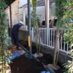 施工中　植栽植込み