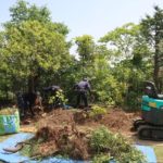 施工中（5）既存木の木の根を丁寧に除去