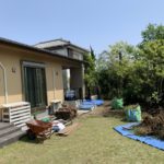 施工中（1）既存木の木の根を丁寧に除去